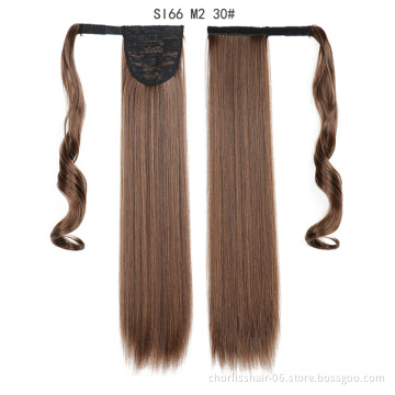 Hot Sale Product Ombre Color Detachable Ponytail Hairpiece Wrap Around Private Label Straight Ponytail Extensions Synthetic Hair